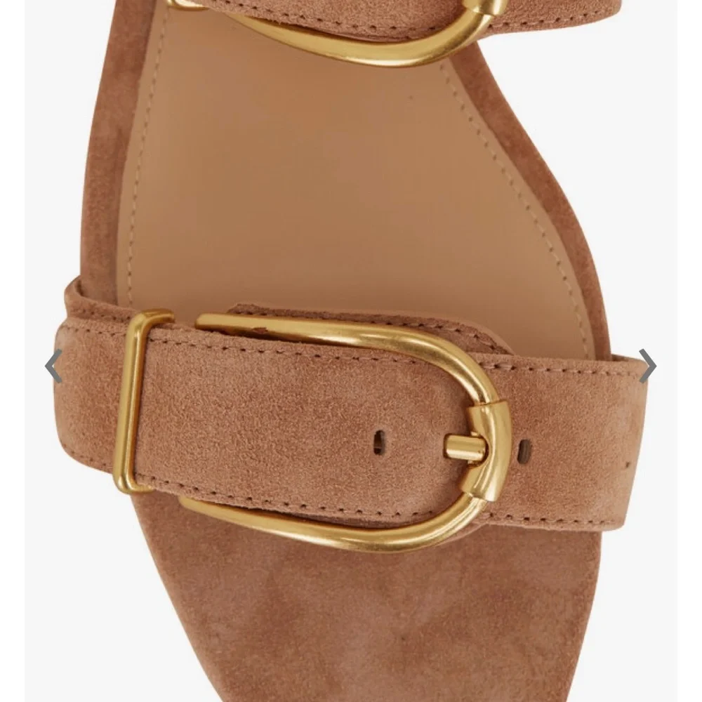 Brand NEW 6. Veronica Beard Maglio green suede gold buckle sandal - Picture 4 of 9